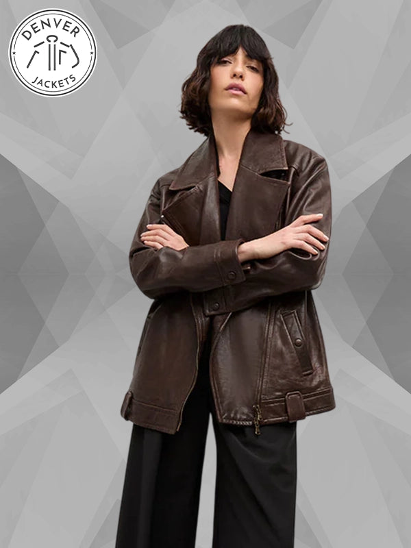Veronica Beard Thandie Leather Jacket Brown