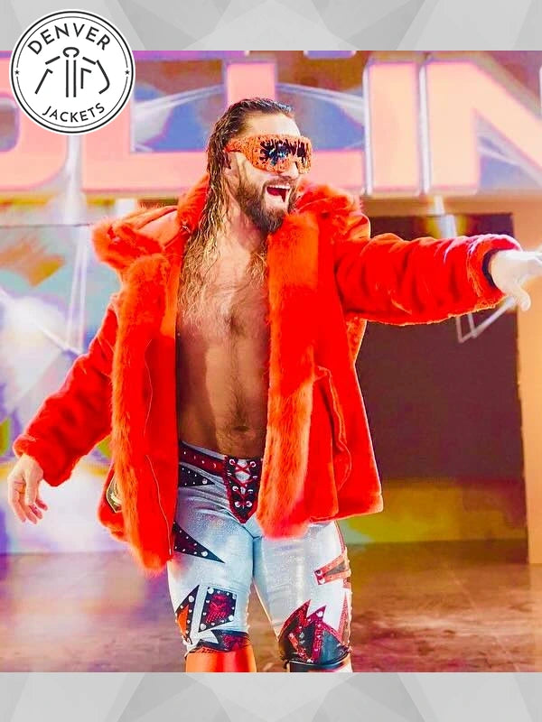 WWE Raw Seth Rollins Red Fur Jacket