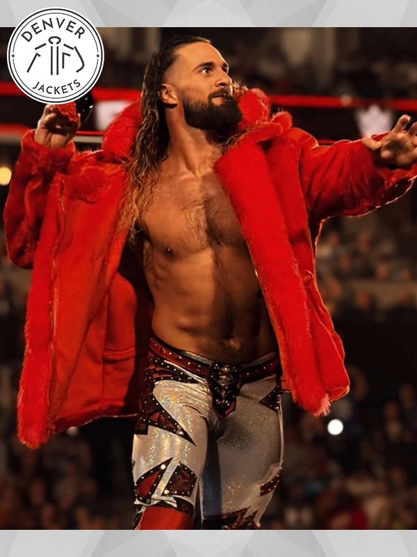 WWE Raw Seth Rollins Red Shearling Jacket