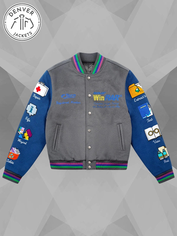 Winrar x Tern Varsity Jacket Grey and Blue
