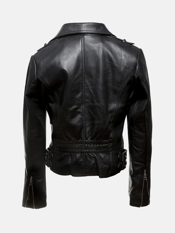 Womens Harley Black Leather Jacket Back