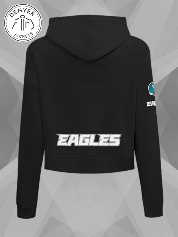 Womens Philadelphia Eagles Pro Standard Black Cropped Hoodie