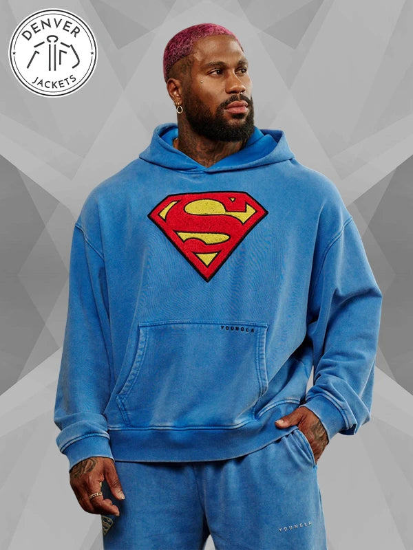 Youngla Superman Hoodie Blue