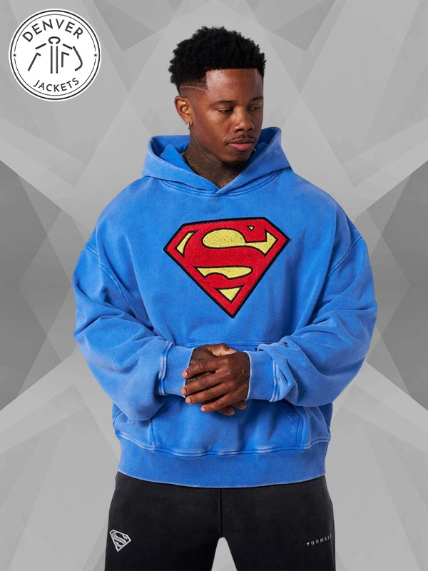 Youngla Superman Sweatshirt Hoodie Blue