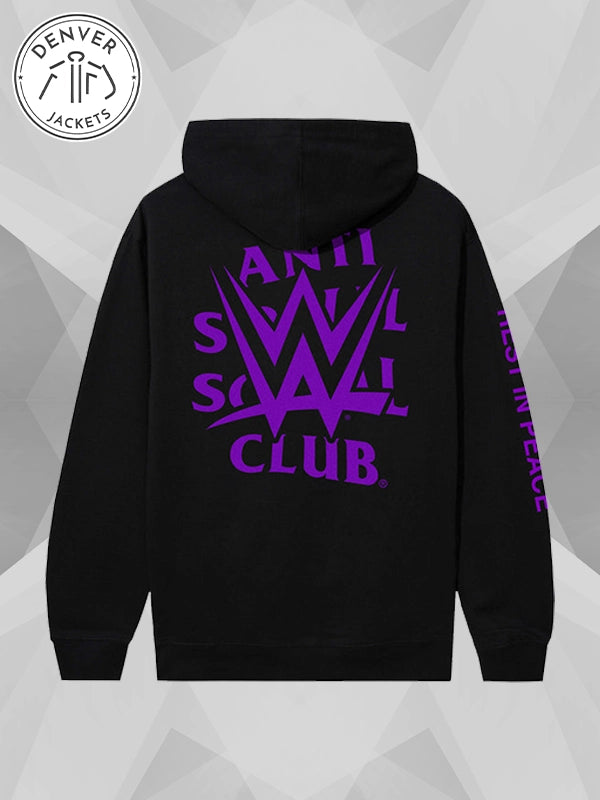 Anti Social Social Club ASSC x WWE You Will Rest In Peace Hoodie Black