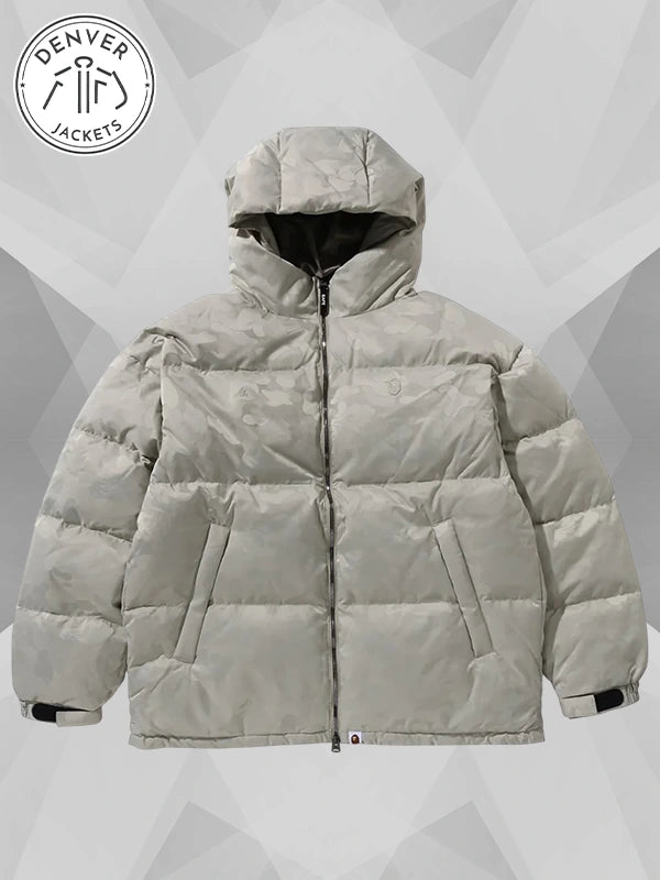 A BATHING APE MEN Solid Camo Jacquard Down Jacket Men's