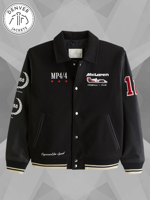 Abercrombie McLaren Varsity Jacket Black