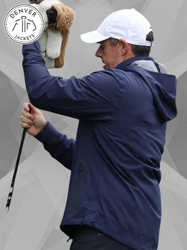 Amgen Irish Open 2025 Rory McIlroy Blue Hooded Rain Jacket