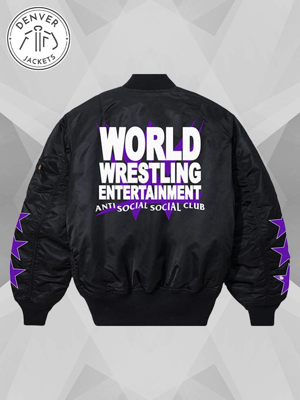 Anti Social Social Club x WWE Championship Belt Black Bomber Jacket