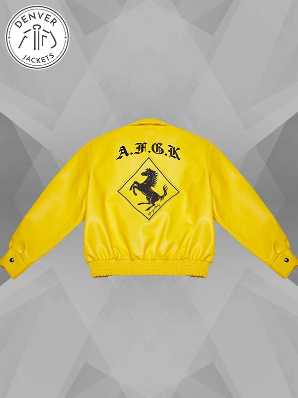 DONCARE AFGK Ferrari Leather Jacket Yellow