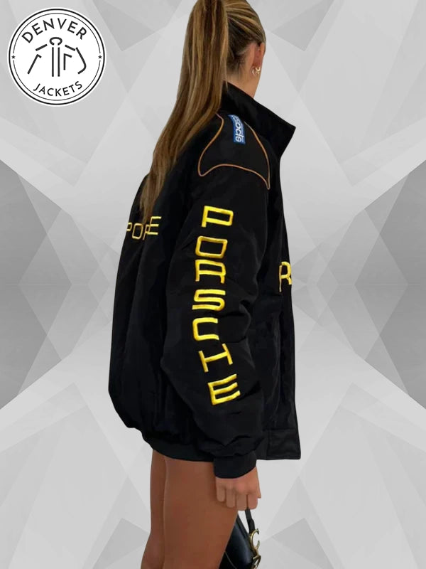F1 Racing Black Bomber Porsche Jacket Vintage
