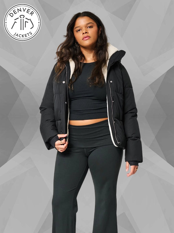 Hollister Faux Fur-Lined All-Weather Black Puffer Jacket