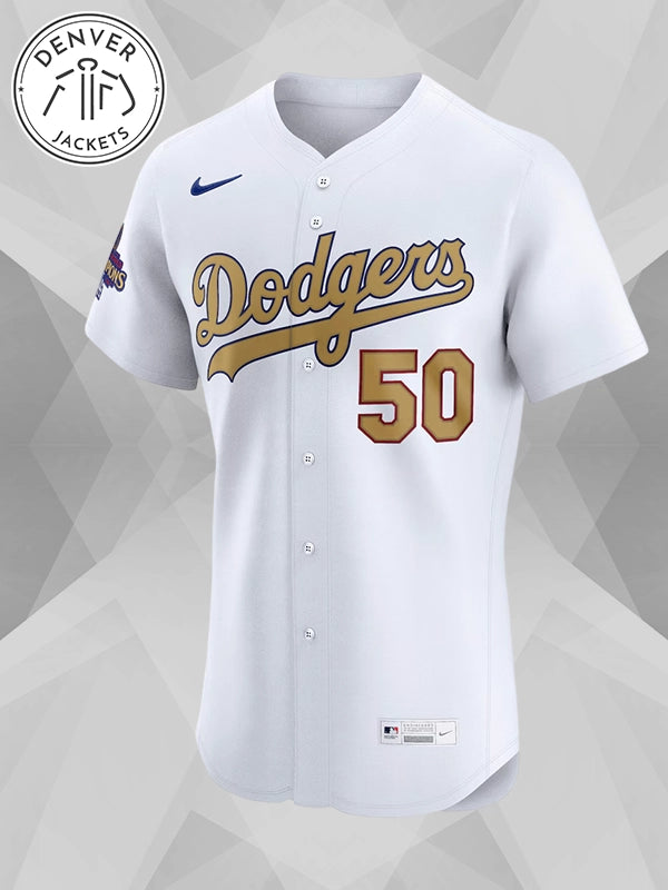 Men s Los Angeles Dodgers Mookie Betts Nike White 2025 Gold Collection Elite Jersey