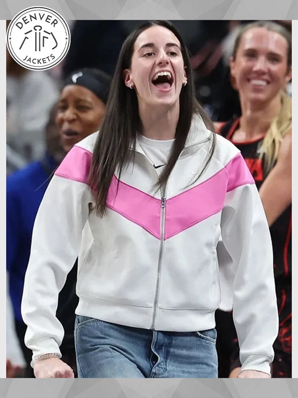 Minnesota Lynx v Indiana Fever Caitlin Clark Pink And White Knit Track Jacket
