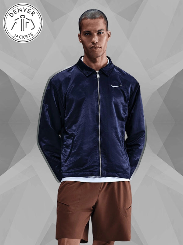 New York Court Slam Nike Blue Velvet Tennis Jacket Men's