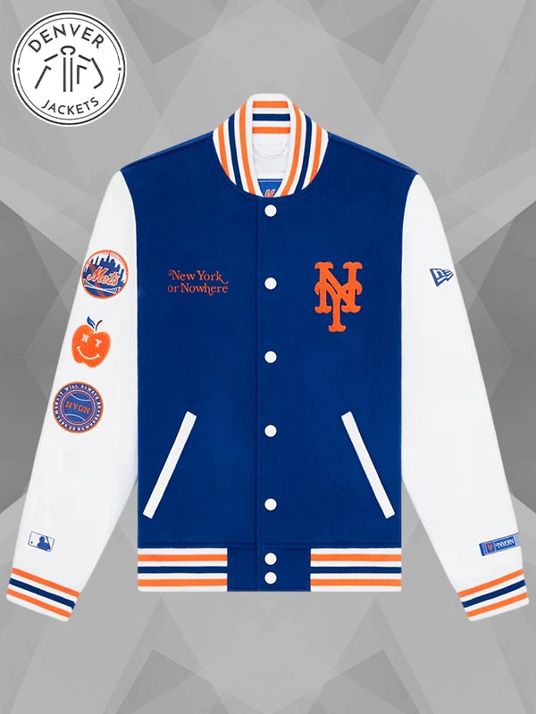 New York or Nowhere x New York Mets Varsity Jacket Blue