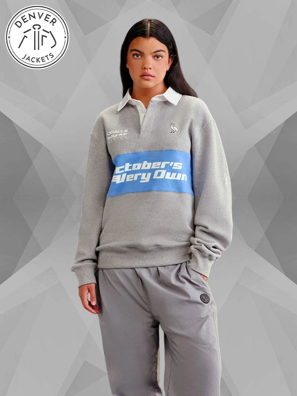 October's Very Own x Red Bull Racing Fleece Rugby Crewneck Sweatshirt Grey