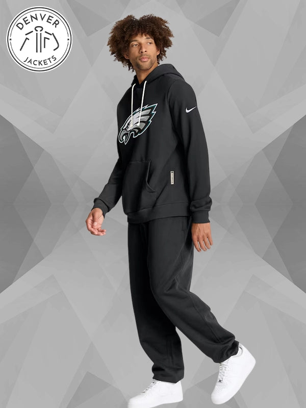 Philadelphia Eagles Nike Black Sideline Standard Issue Initial Home Dri FIT Hoodie