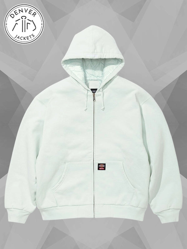 Supreme x Dickies Quilted Lined Zip Up Hooded Sweatshirt Light Blue