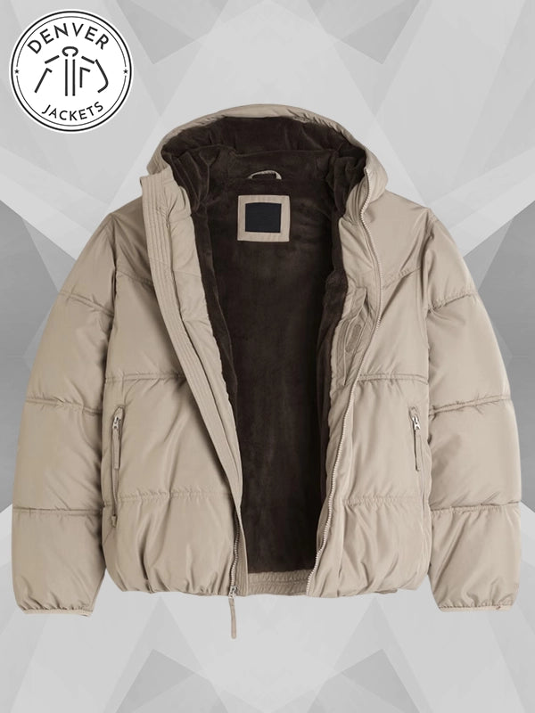Tan Hollister Puffer Jacket For Men