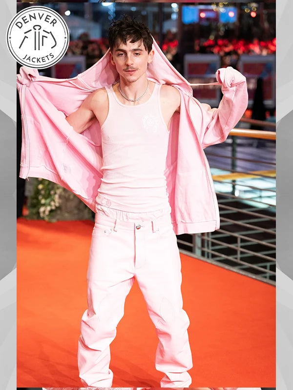 Timothée Chalamet Chrome Hearts 75th Berlin International Film Festival  Pink Hoodie