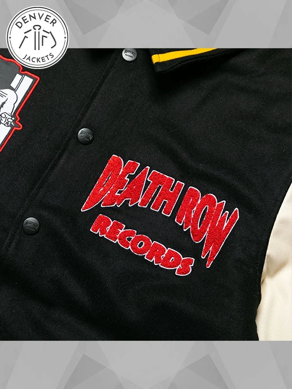 Unisex Death Row Records Patched Varsity Jacket Black