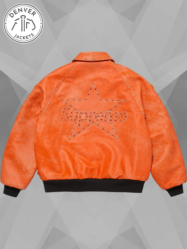 Vanson Leathers x Supreme x B.B Simon Leather Bomber Jacket Orange