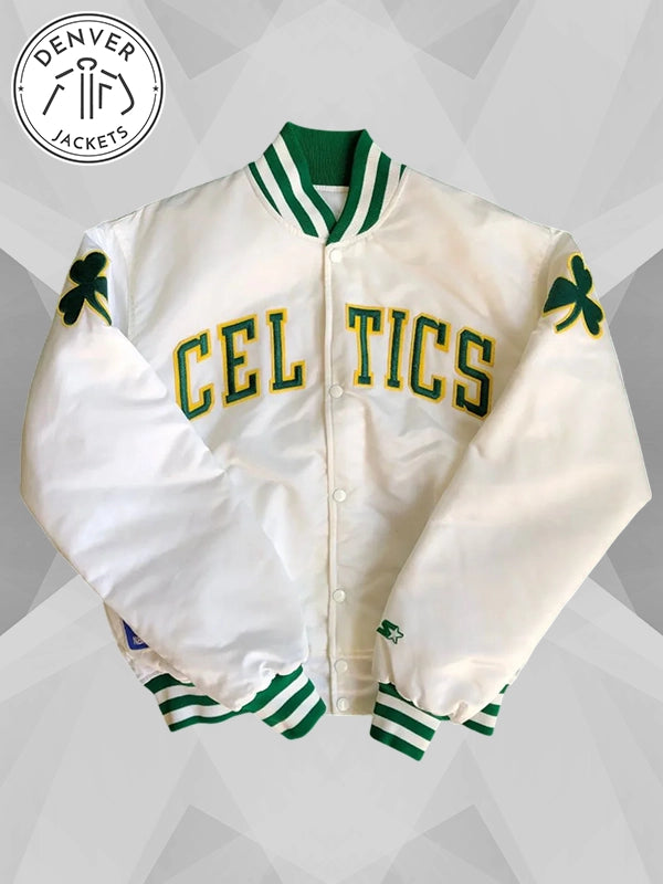 Vintage Celtics Bomber Jacket White