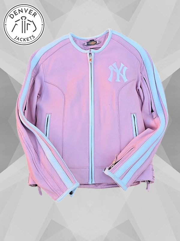 Vintage Igalaseries NY Leather Biker Jacket Pink