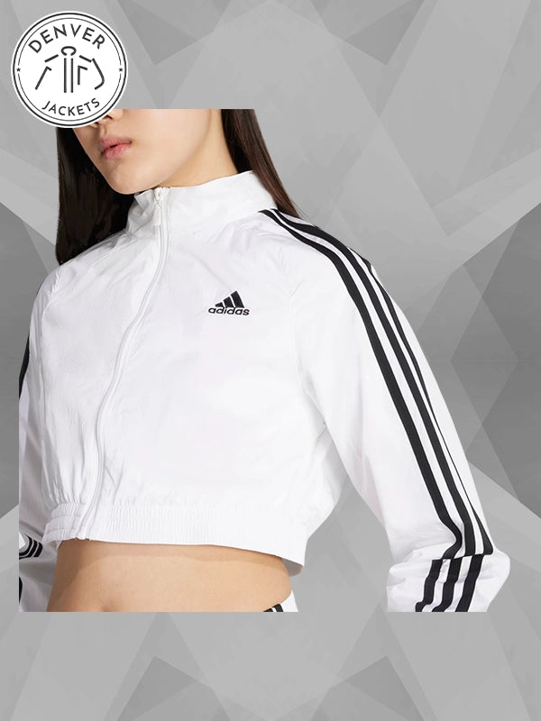 White Teamgeist Adicolor Cropped Track Jacket Adidas