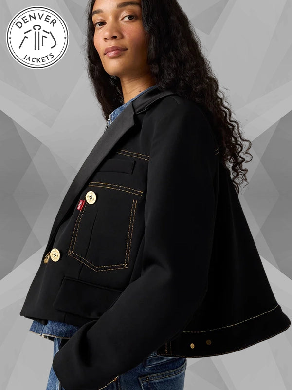 Women's Levi's x sacai Denim Metelasse Twill Black Jacket