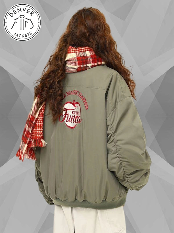 Women's Stylish Boa Lapel Casual Padded Oversized Winter Jacket MW9716