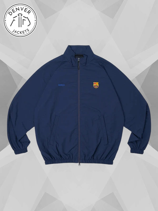 yen town market x FC barcelona truck jacket Navy Blue