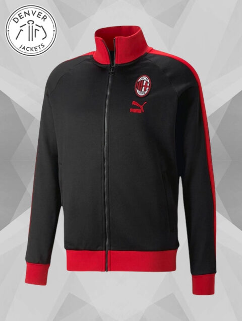 AC Milan Puma ftblHeritage T7 Raglan Full Zip Track Jacket Black