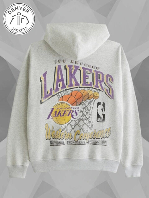 Abercrombie Los Angeles Lakers Graphic Popover Hoodie Grey