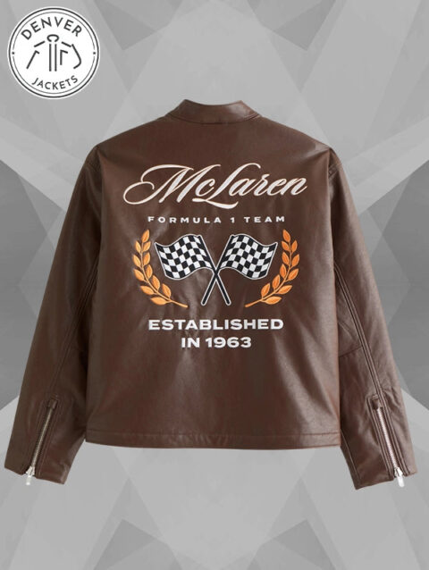 Abercrombie McLaren Leather Racer Jacket Brown