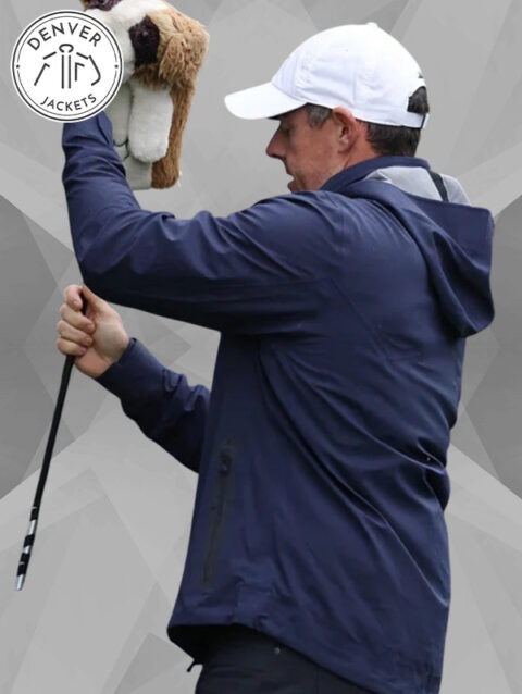 Amgen Irish Open 2025 Rory McIlroy Blue Hooded Rain Jacket