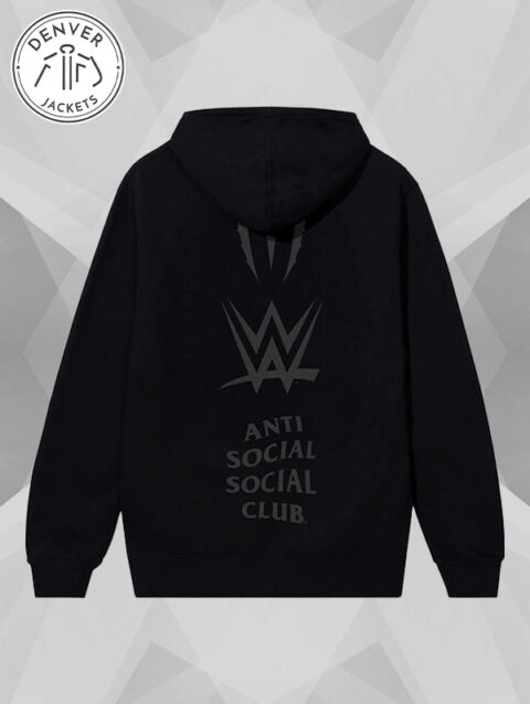 Anti Social Social Club x WWE Roman Reigns Zip Up Hoodie Black
