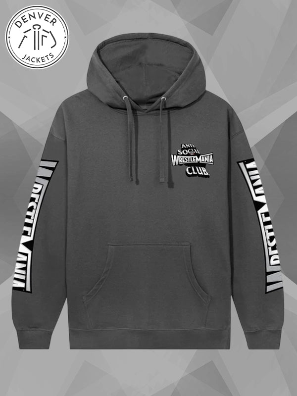 Anti Social Social Club x WWE Wrestlemania Hoodie Grey