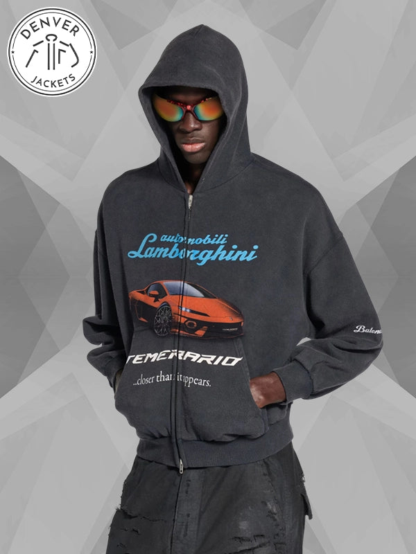 Automobili Lamborghini x Balenciaga Zip up Hoodie Black