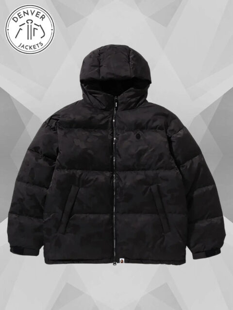 Bape Solid Camo Jacquard Down Jacket Black