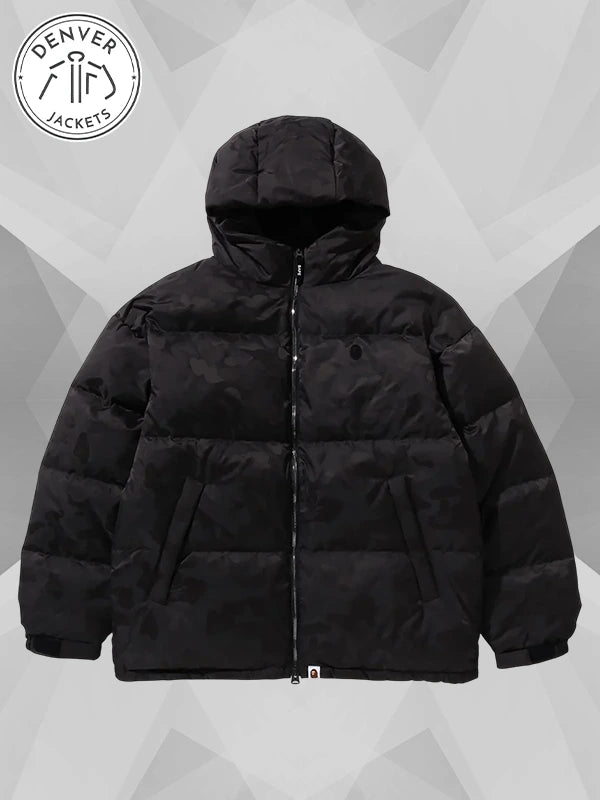 Bape Solid Camo Jacquard Down Jacket Black
