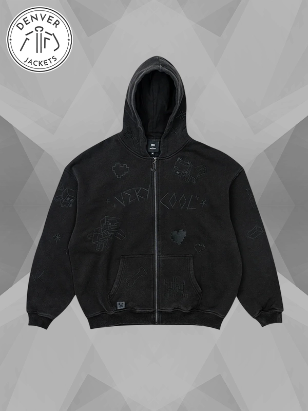 Black Minecraft Sketch Hoodie Very Cool
