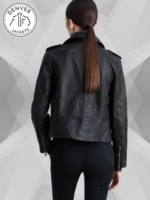 Black Leather Biker Jacket Mango