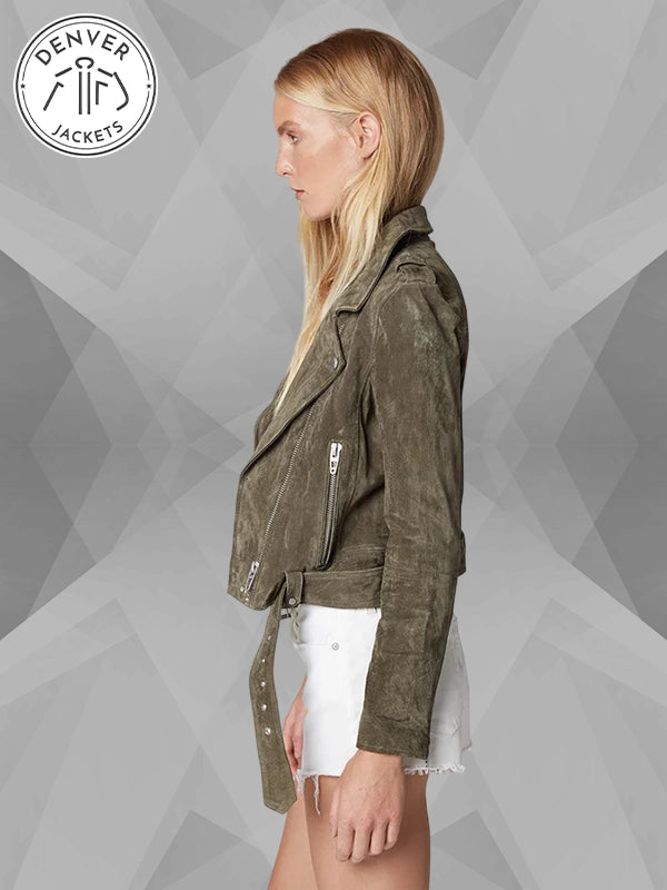 Blank NYC Green Suede Leather Jacket