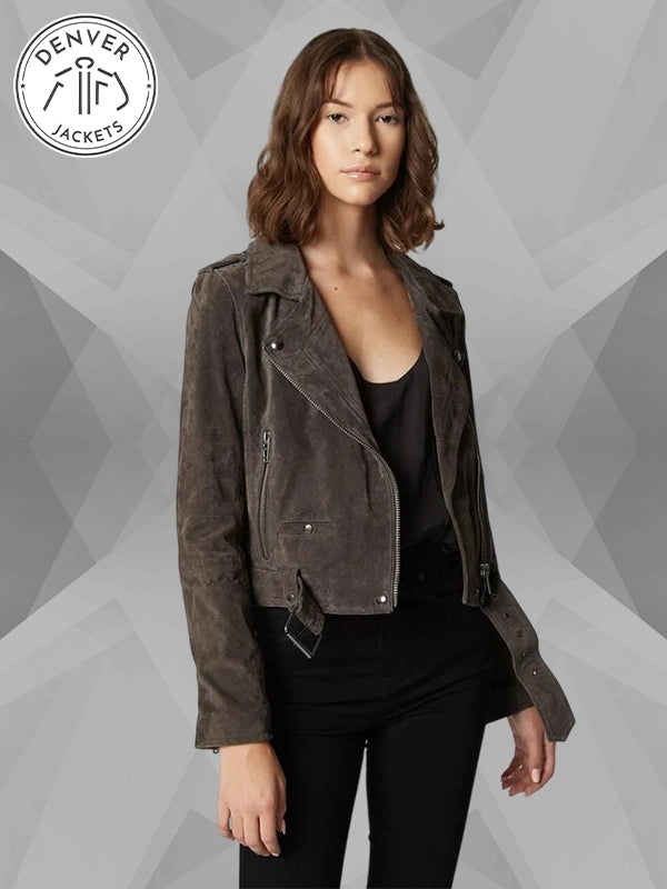 Blank NYC Grey Suede Biker Moto Jacket