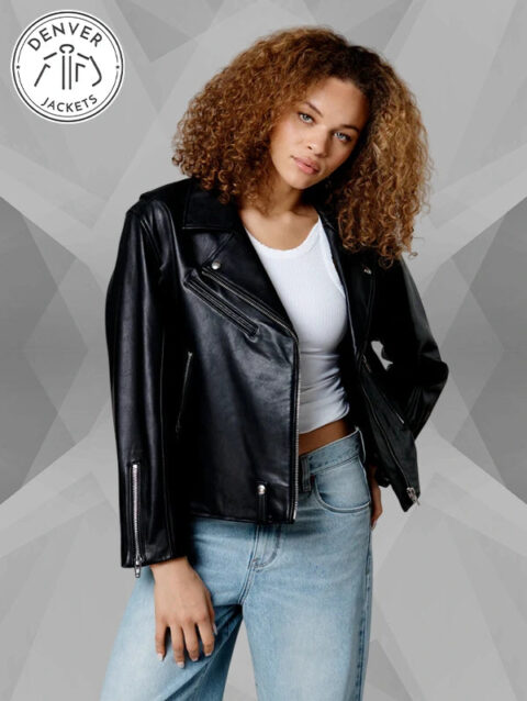 Blank NYC Leather Biker Jacket Black