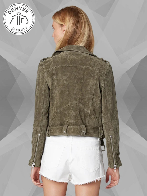 Blank NYC Suede Biker Jacket Green