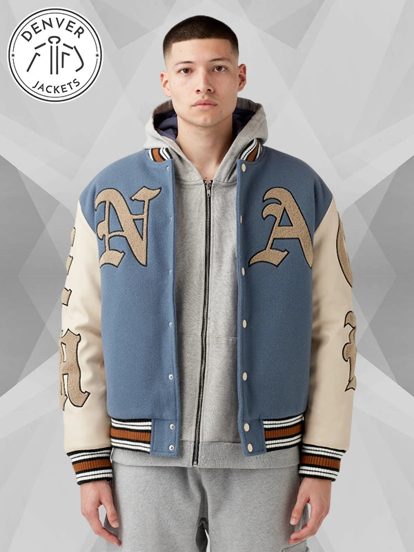 Blue God Willing Varsity Jacket Menace