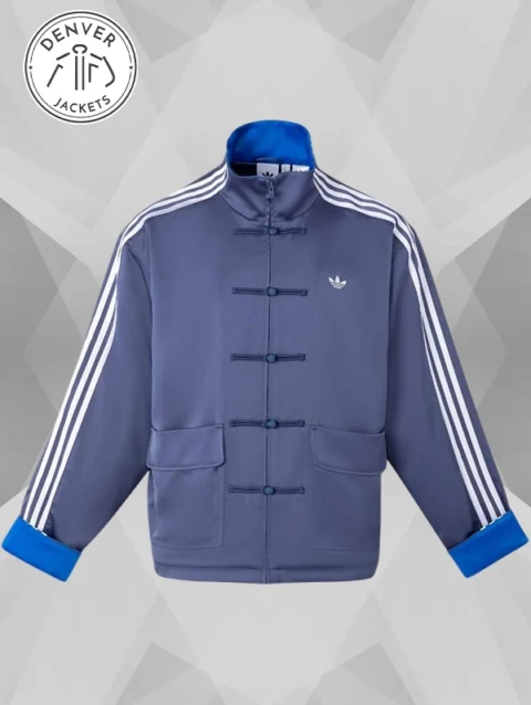 Chinese New Year Tang Satin Track Jacket Blue